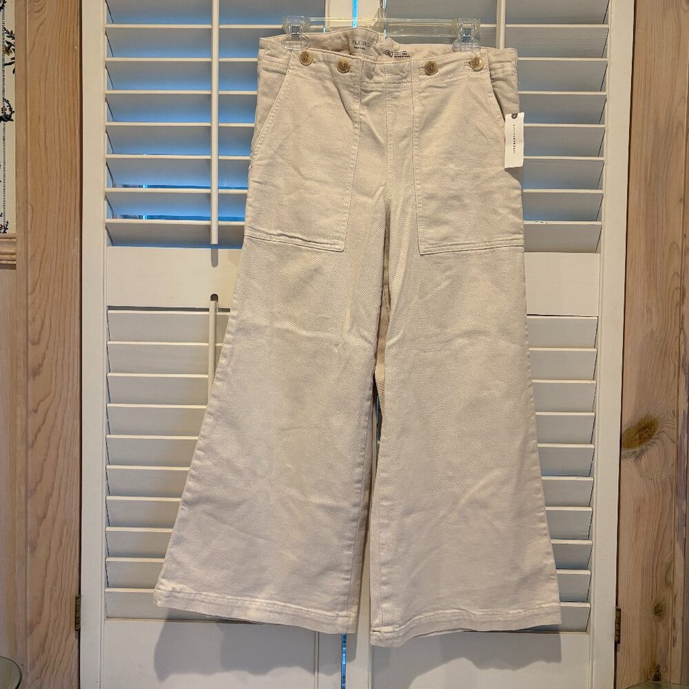 Anthropologie Wide-Leg Ivory Pilcro Trousers